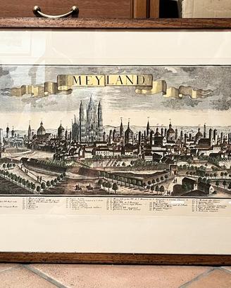 Quadro veduta antica Milano "Meyland" riproduzione