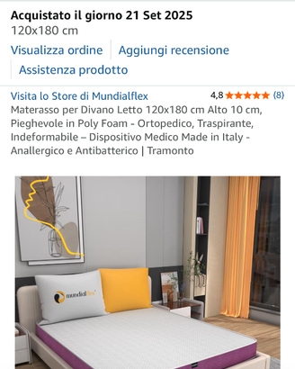 Materasso pieghevole X divano letto 120 x 180