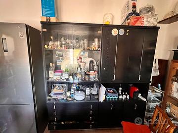 Credenza/mobile soggiorno modulare nero 4 pezzi