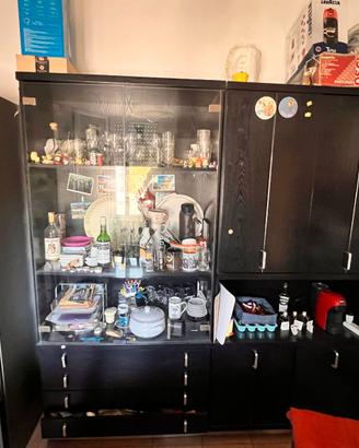 Credenza/mobile soggiorno modulare nero 4 pezzi