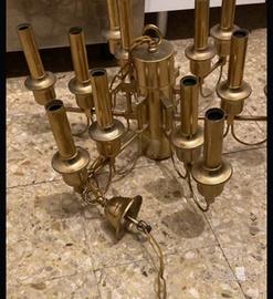 Lampadario vintage 12 luci Gaetano Sciolari-ottone