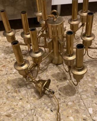 Lampadario vintage 12 luci Gaetano Sciolari-ottone
