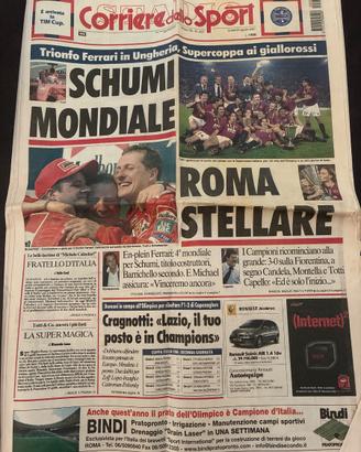 Corriere dello sport  20/08/2001 SCUMACHER ROMA