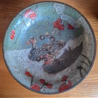 Ciotola Vintage in Ottone Smaltato  Decorazione O