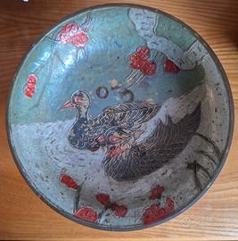 Ciotola Vintage in Ottone Smaltato  Decorazione O