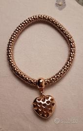 Bracciale color oro rosato con cuore.