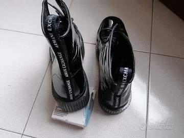anfibi armani pelle nera lucida tg 40  nuovi