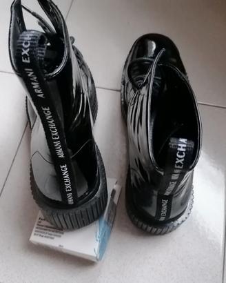 anfibi armani pelle nera lucida tg 40  nuovi