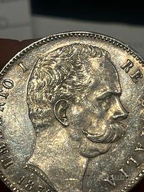 Regno Italia 5 Lire 1879 Umberto I Magnifica