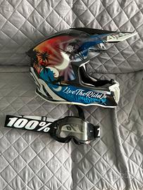 Casco cross airoh con visiera 100%