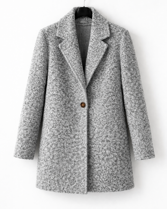 Blazer Donna Grigio Bouclé Taglia 44 – Elegante