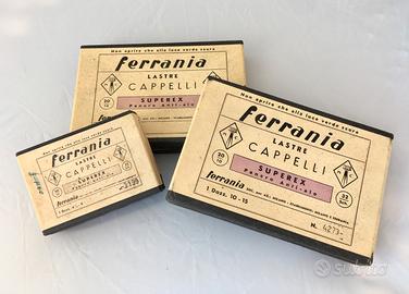Ferrania Cappelli n.3 scatole lastre fotografiche