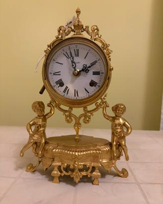 Orologio da tavolo vintage Endor dorato con putti