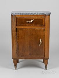 Comodino vintage in legno con piano in marmo