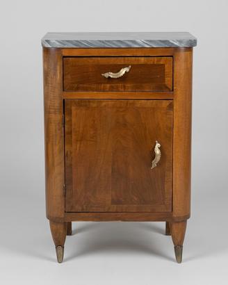 Comodino vintage in legno con piano in marmo