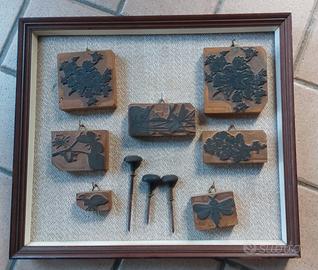 set di matrici antiche, per stampa xilografica