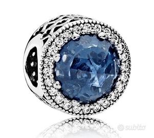 charm pandora blu cuori laterali argento originale