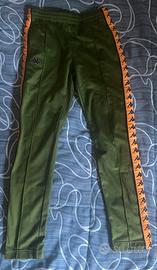 Pantalone Kappa verde con banda laterale arancione