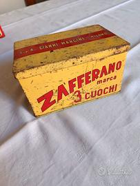 Scatola vintage vuota Zafferano marca 3 Cuochi