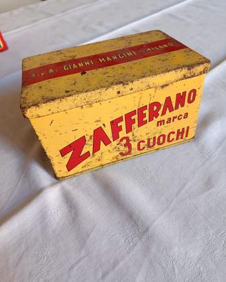Scatola vintage vuota Zafferano marca 3 Cuochi