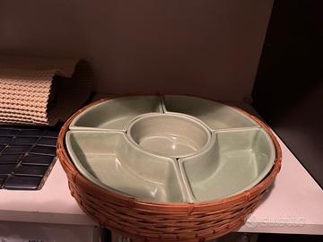 Centro tavola intrecciato ciotole ceramica verde