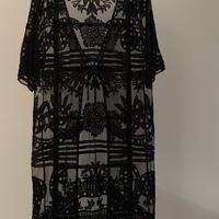 Copricostume kimono nero pizzo