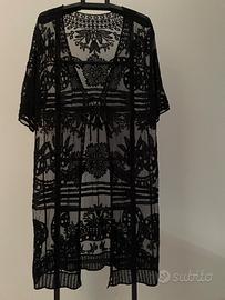 Copricostume kimono nero pizzo