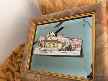 Quadro argento in rilievo su specchio