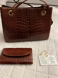 BORSA E PORTAFOGLIO COCCODRILLO