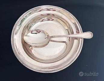 vassoio e cucchiaio in argento 800