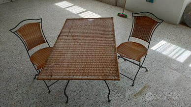 Tavolo e sedie giardino ferro midollino