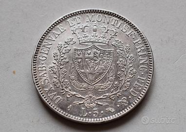 5 LIRE 1830 TORINO CARLO FELICE –REGNO DI SARDEGNA