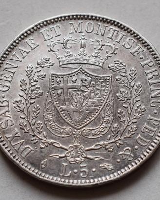 5 LIRE 1830 TORINO CARLO FELICE –REGNO DI SARDEGNA