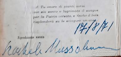 Memorabilia Mussolini autografato mogie Rachle