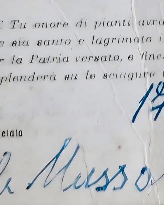 Memorabilia Mussolini autografato mogie Rachle