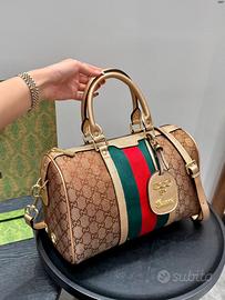 Borsa Boston in seta dorata GUCCI