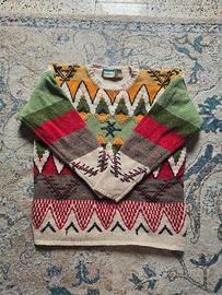 Maglione pesante in lana Shetland vintage anni '90