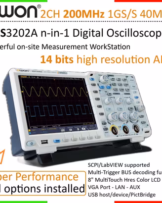 OWON® XDS3202A Plus★OSCILLOSCOPIO DIGITALE 200MHz