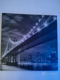 Quadro tela New York Manhattan Bridge bianco e ner