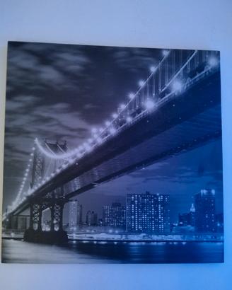 Quadro tela New York Manhattan Bridge bianco e ner