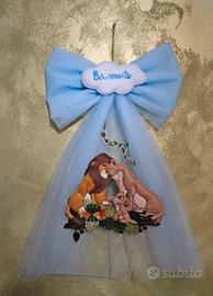fiocco nascita con simba e tulle