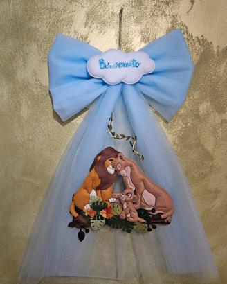fiocco nascita con simba e tulle
