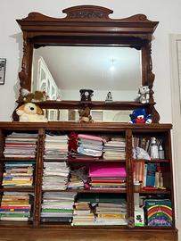 Mobile libreria in legno con specchiera antica – S