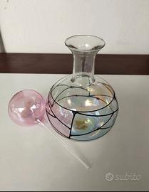 Vaso ampolla in vetro soffiato di Murano 