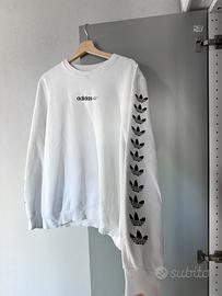 Felpa Adidas a girocollo bianca con logo vintage