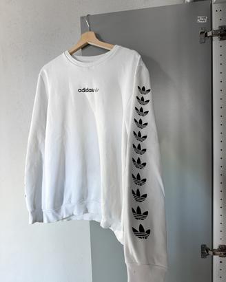 Felpa Adidas a girocollo bianca con logo vintage