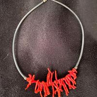 Collana + bracciale CORALLO ROSSO e caucciù