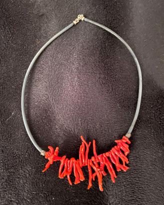 Collana + bracciale CORALLO ROSSO e caucciù