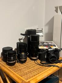 Pentax Asahi Spotmatic+4 obbiettivi+borsa+lampada