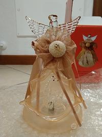 Natale angelo campana luminoso in vetro soffiato